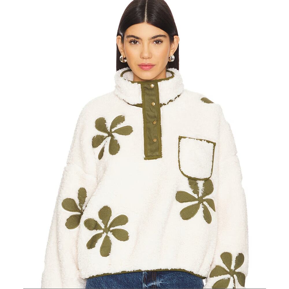 THE GREAT. White and Green Floral Jacket